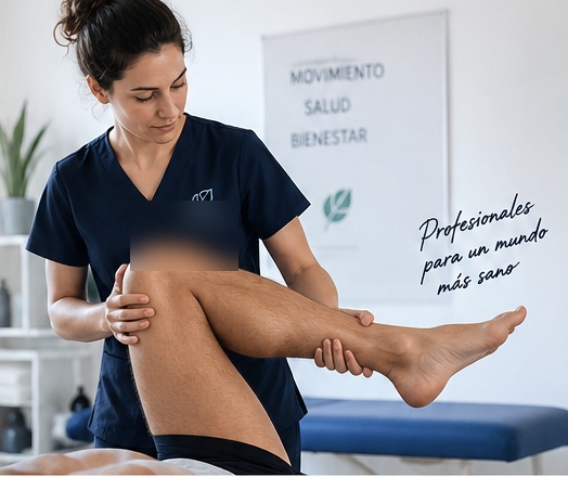 Fisioterapeuta durante una sesión profesional de tratamiento